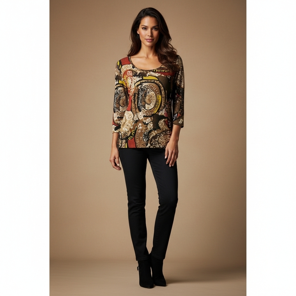 Chico's Multicolored Blouse Size 0 (4) - Picture 6 of 6